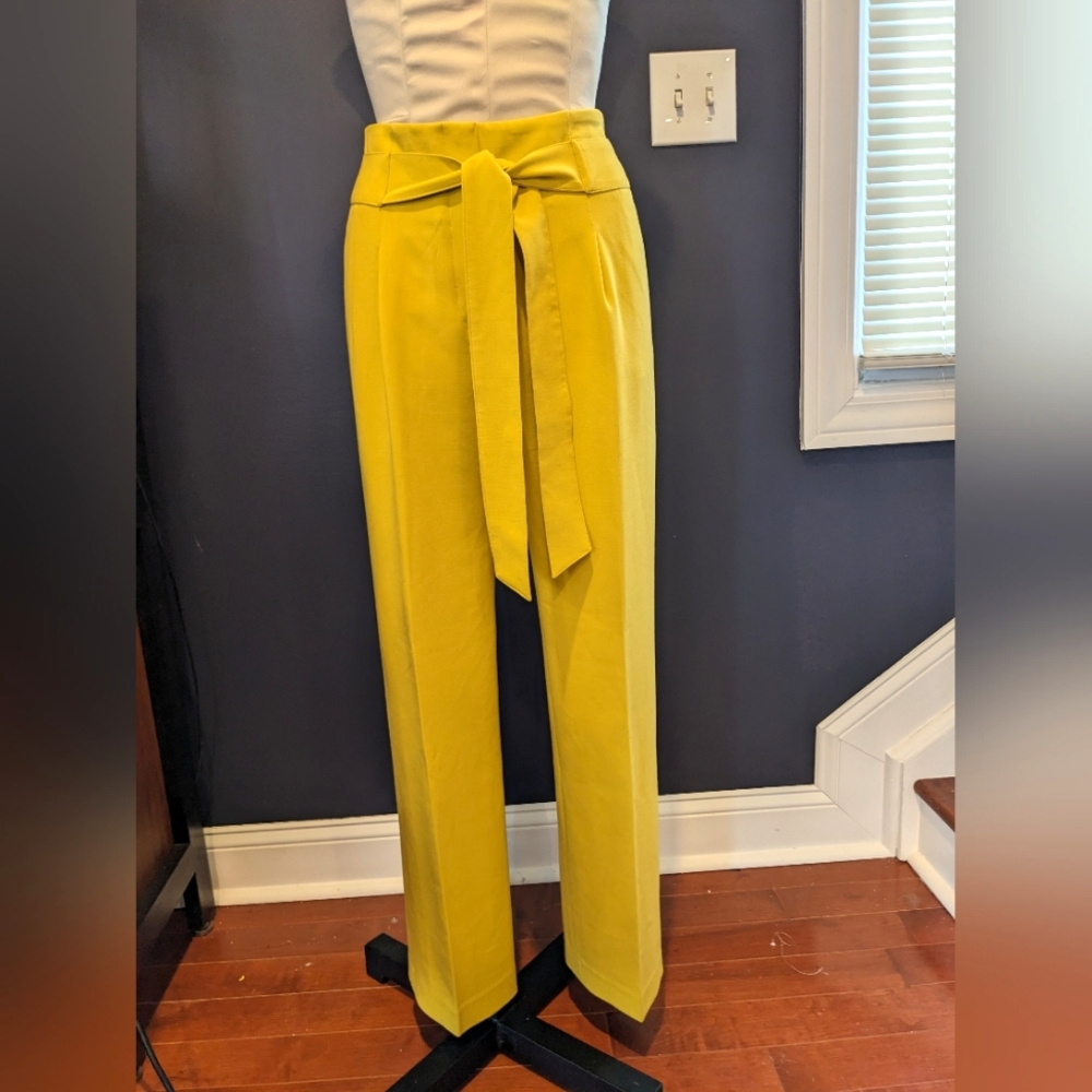NWT Boden Yellow High-Waisted Tie Pants